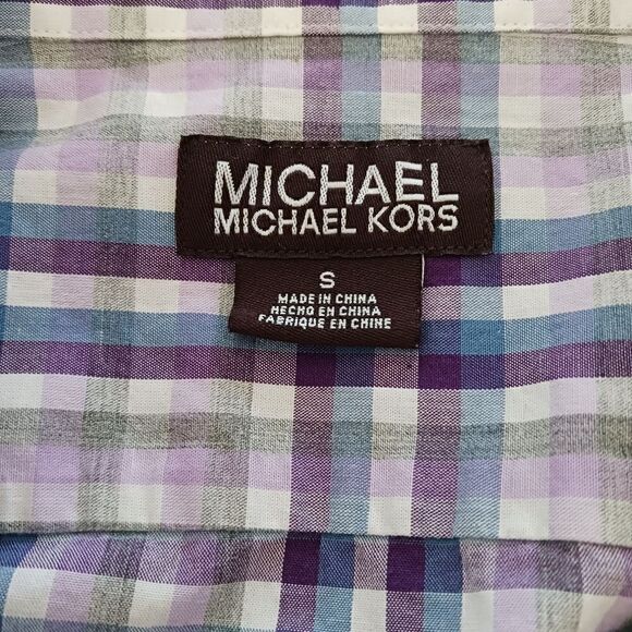 Mens Michael Kors Button Down Shirt Cotton Plaid - Picture 12 of 14